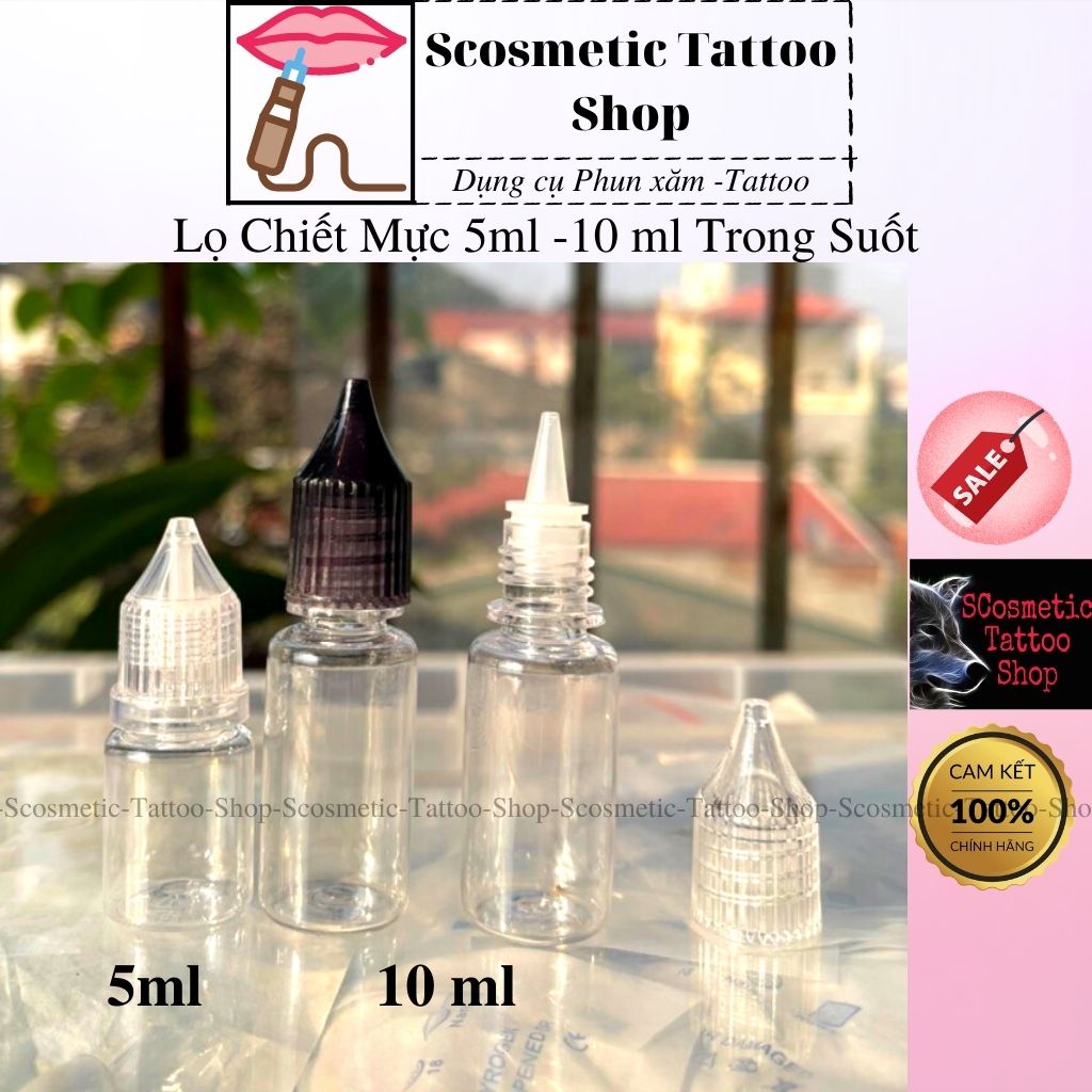 Combo 100c - Lọ chiết nhựa 5ml-10ml Trong Suốt ,Chai nhựa triết mỹ phẩm mực phun xăm thẩm mỹ -Hàng Độc 2025