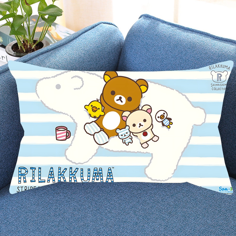 Vỏ Gối Hình Chữ Nhật In Họa Tiết Rilakkuma Một Mặt Dễ Thương Trang Trí Nhà Cửa (Không Kèm Lõi)