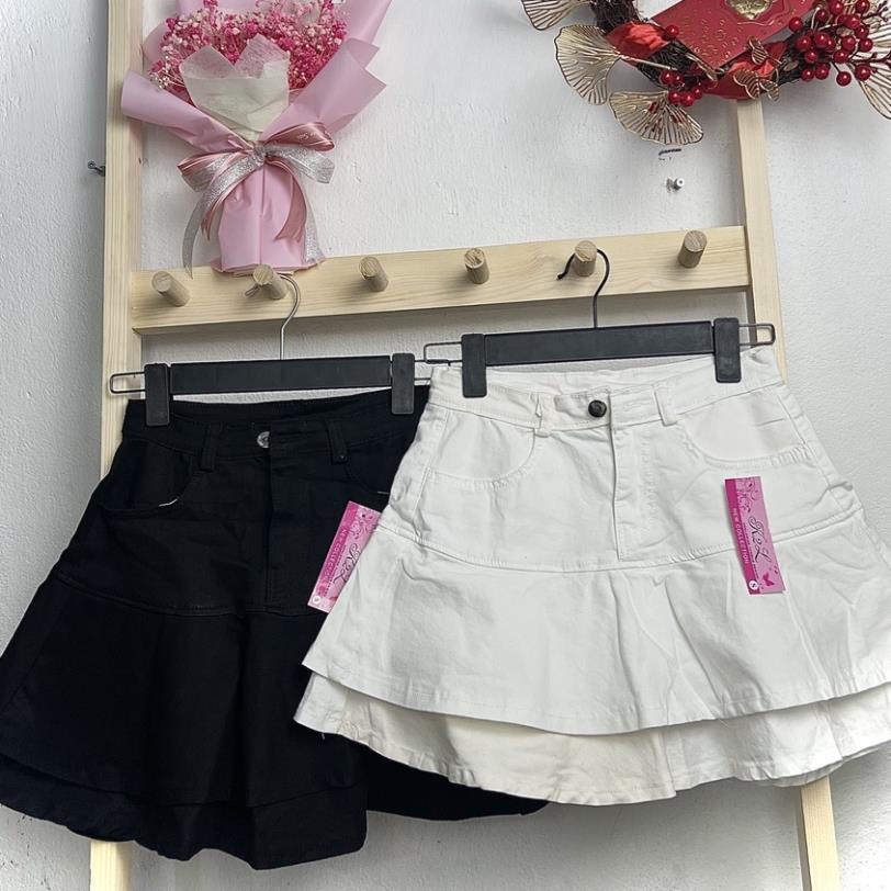 Chân váy xếp ly bản to váy tầng lưng cao chất kaki siêu hot có quần trong - CV031