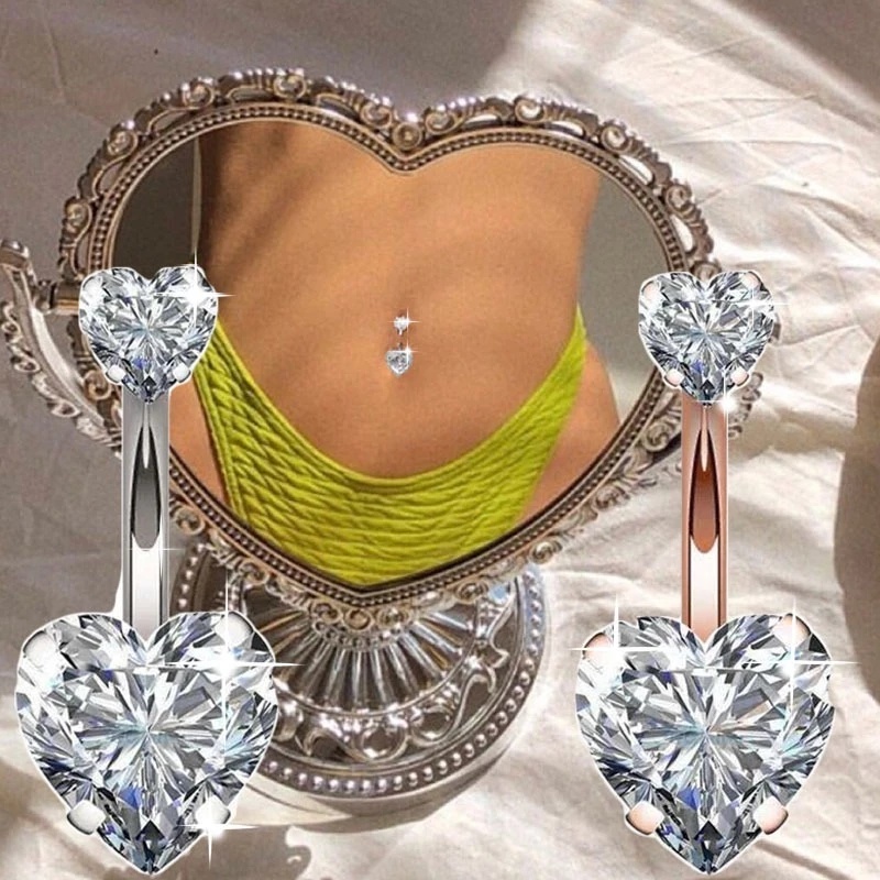 Rốn Mặt Dây Chuyền Xuyên Cơ Thể Trang Sức Thời Trang Zircon Pha Lê Bụng Nút Nhẫn Nữ Phẫu Thuật Thép Thả Tòn Ten Rốn Nhẫn Thời Trang Cơ Thể Bụng Thanh Xuyên Trang Sức