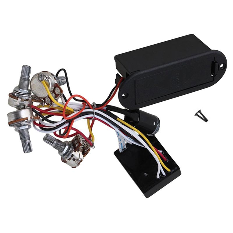 2 Band Active Bass Guitar EQ Equalizer Preamp Circuit Pickup Đen