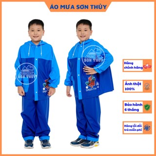 ( HÀNG SỊN )Áo mưa bộ trẻ em Sơn Thủy có lưng che cặp , bộ áo mưa dễ thương bằng PVC cao cấp an toàn cho bé trai bé gái