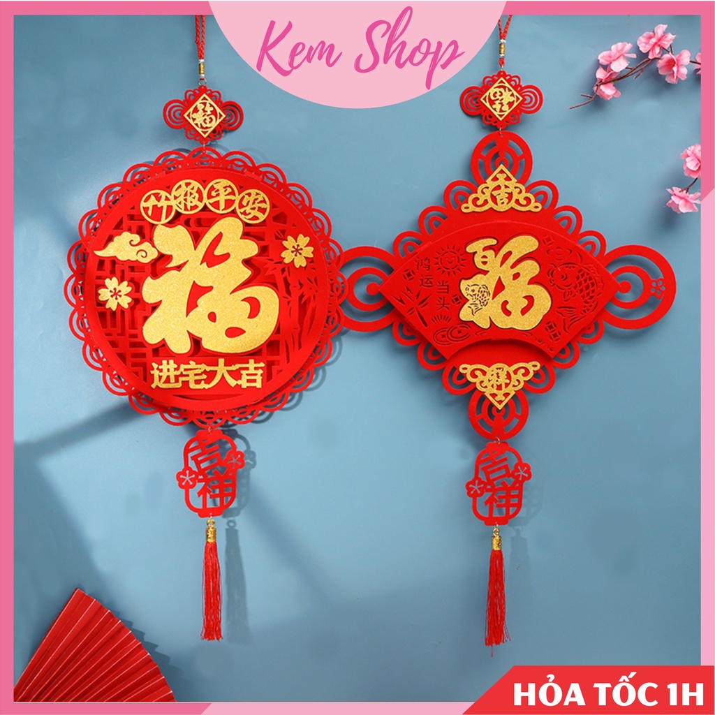 Liễn khánh tài lộc chữ Tết Phúc Lộc Thọ, câu đối tài lộc size đại treo trang trí năm mới - Kem Shop K295