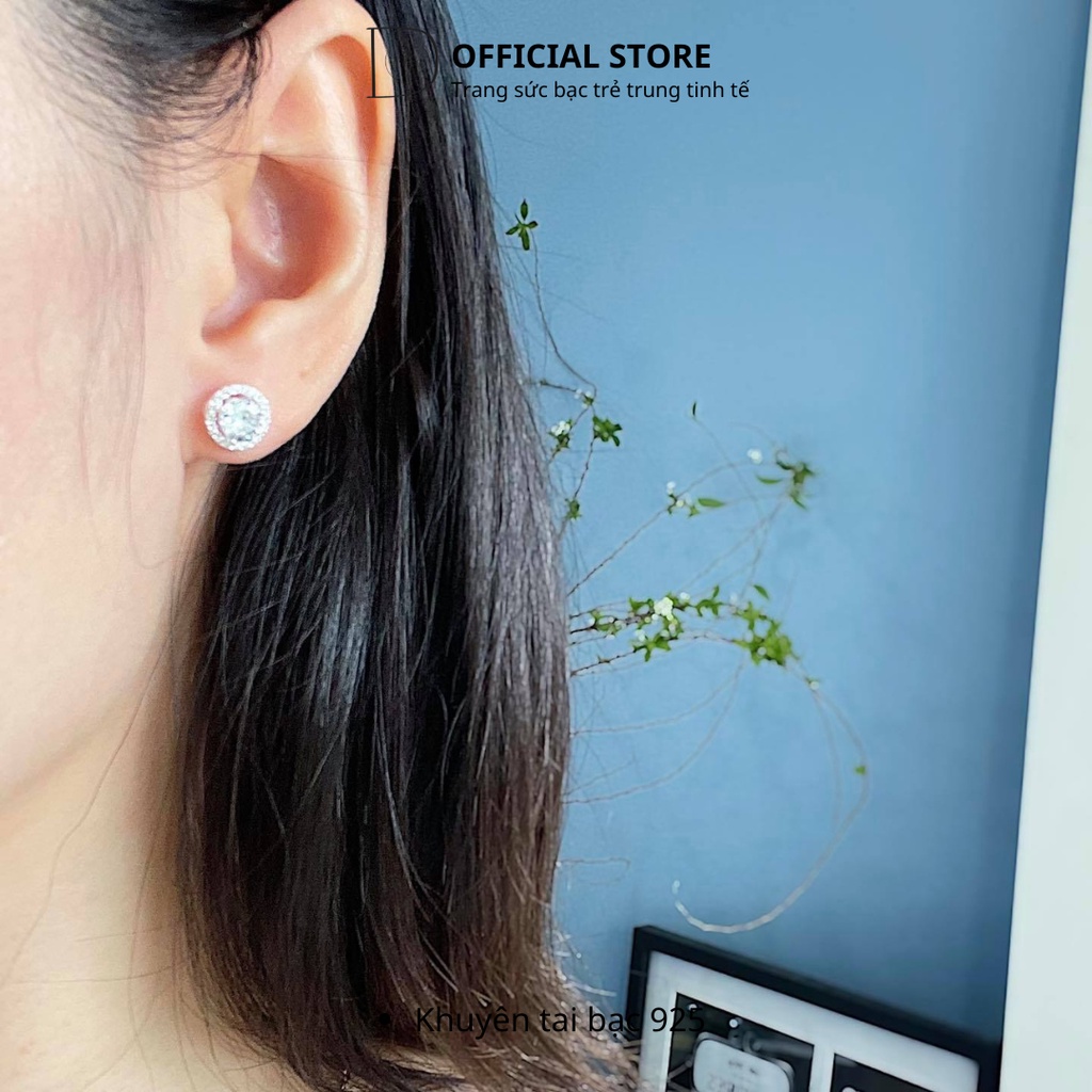 Ảnh Khuyên Tai Bạc Tròn Nữ DẾ BẠC 925 Kiểu Dáng Cupcake Đính Đá Lấp Lánh Tiểu Thư Sang Trọng K2122 2