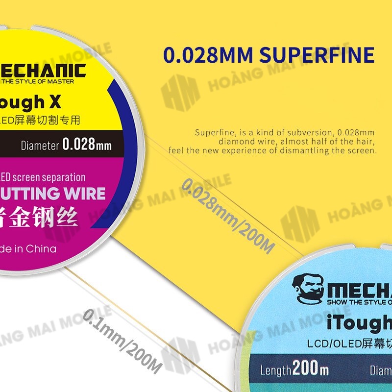 [DCSC] Dây cắt kính Mechanic iTough X dài 200m (cỡ 0.03, 0.035, 0.04, 0.05mm)