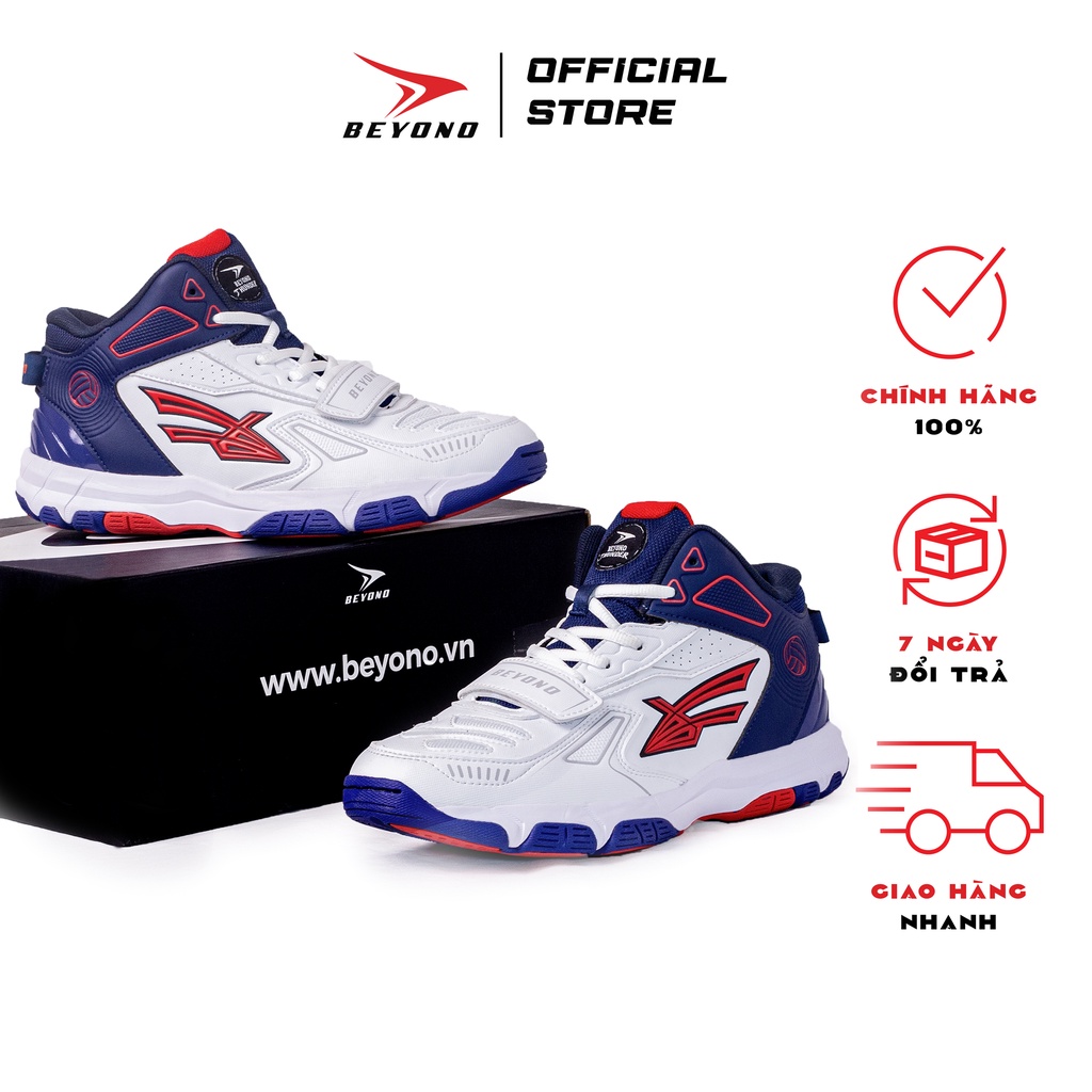 Giày thể thao bóng chuyền Nam Nữ Beyono Thunder White Navy, đế cao su ...