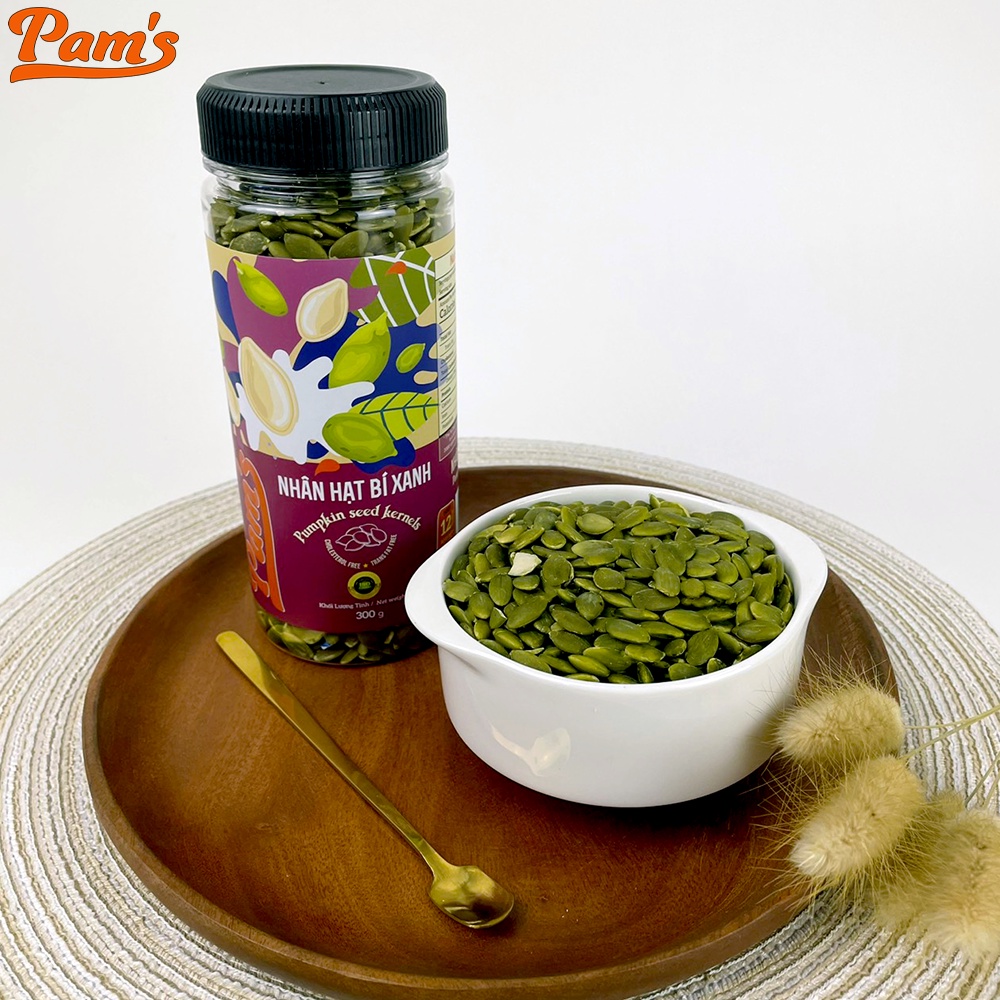 Nhân Hạt Bí Xanh Nhập Khẩu Mỹ Pams 300g/hũ - Rang Nguyên Vị, Dùng Ăn Vặt