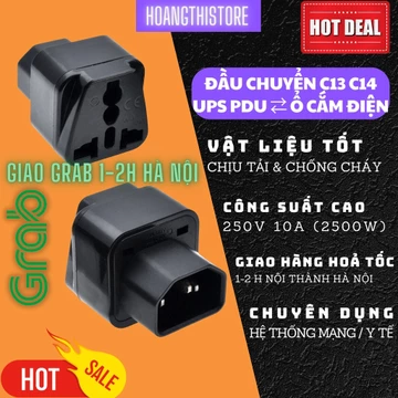 ✔ Đầu phích bộ ổ chuyển C13 IEC320-C14 UPS PDU sang ổ điện 2 hoặc 3 chấu. Chuyển bộ lưu điện UPS sang Ổ cắm điện