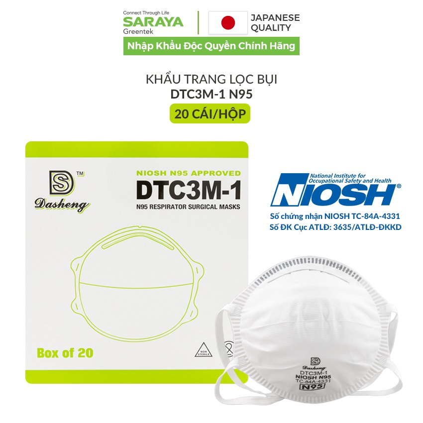 Ảnh Khẩu trang lọc bụi DTC3M-1 N95, đạt tiêu chuẩn NIOSH của Mỹ 1
