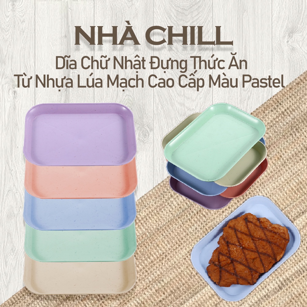Dĩa Đựng Trái Cây Rau Quả Thức Ăn Hình Chữ Nhật Từ Lúa Mạch Màu Pastel ...