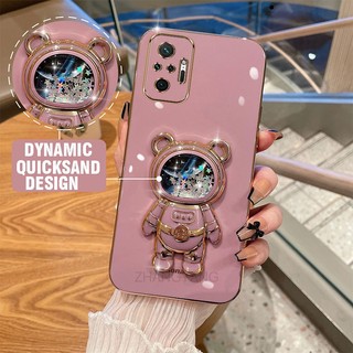ốp lưng Redmi note 10 pro Redmi note 10 Ốp Điện Thoại TPU silicone Mềm Mạ Điện 3D Có Giá Đỡ Hình Gấu Kim Tuyến Cho Redmi note 10 pro Redmi note 10