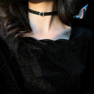 Choker đen đính tag đá sang chảnh, choker đá sáng lấp lánh Chồi accessories phong cách - B63