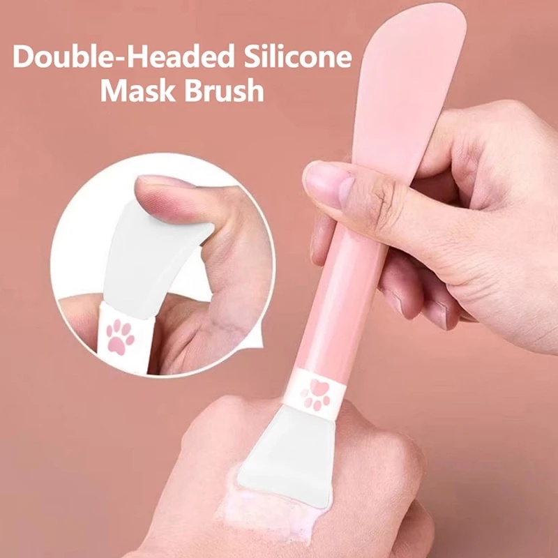 1 Cọ Silicon Hai Đầu Quét Mặt Nạ Bùn Chăm Sóc Da Mặt Cho Nữ