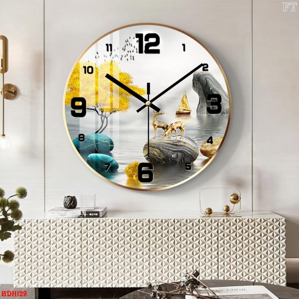 [Rẻ vô địch] Đồng Hồ Treo Tường Tráng Gương Kim Trôi Sang Trọng D30cm Và D60cm