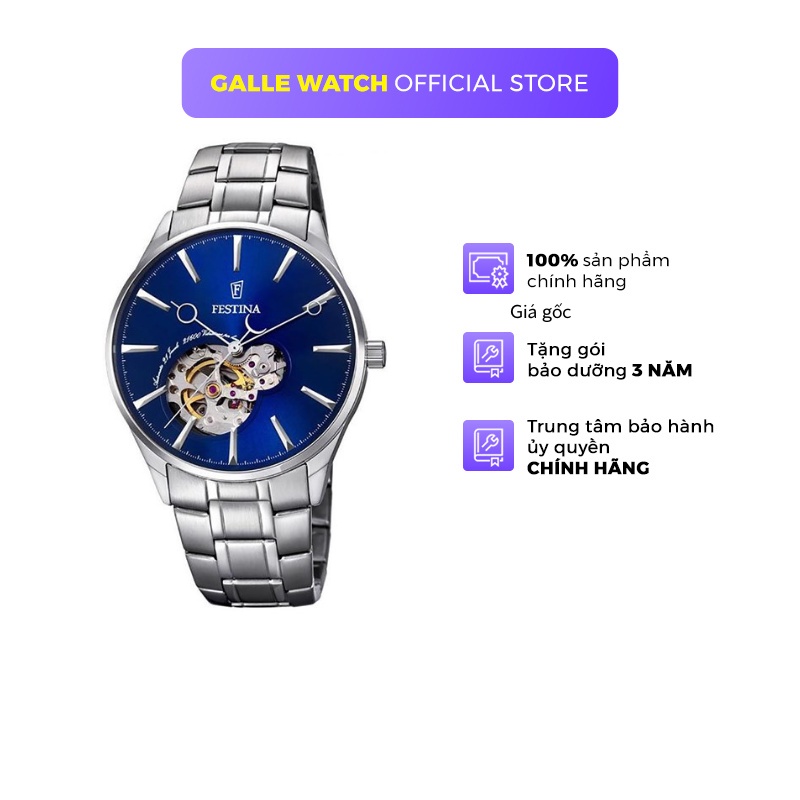 Đồng hồ cơ nam lộ máy chính hãng Festina F6847/3 chống nước ATM