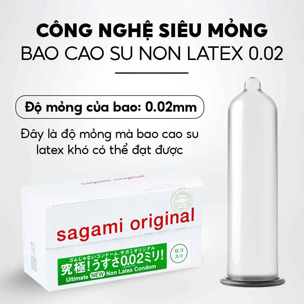 Ảnh Bao cao su Sagami 002 - siêu mỏng 0.02mm - non latex - hộp 12 chiếc 2
