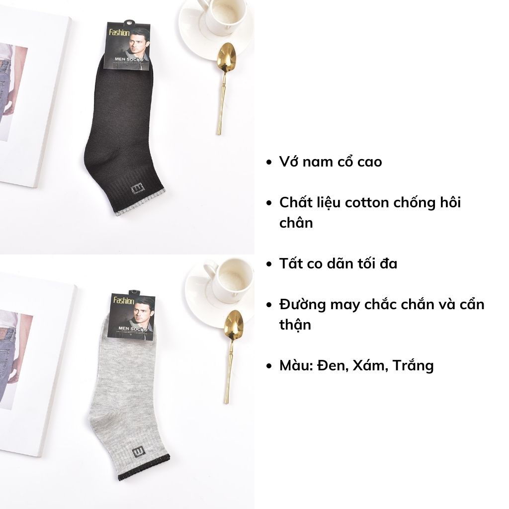 Vớ nam cổ trung cao cấp chống hôi chân cotton thấm hút mồ hôi thoáng mát mềm mịn LANIXA T3480