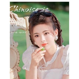 Tóc giả búi kèm nơ xoăn lọn dạng cài, retro cổ điển dành cho trung niên HaminStore