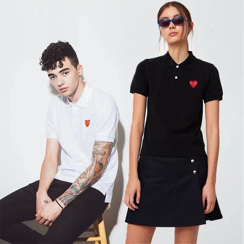 Áo polo Ve Áo Chơi Nam Nữ Quần Áo Baoling Tình Yêu Cặp Đôi Tay Ngắn Cổ Áo Mùa Hè Nhãn + Thẻ