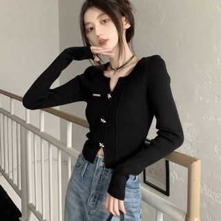 Áo Croptop Dệt Kim Tay Dài Thời Trang Dành Cho Nữ