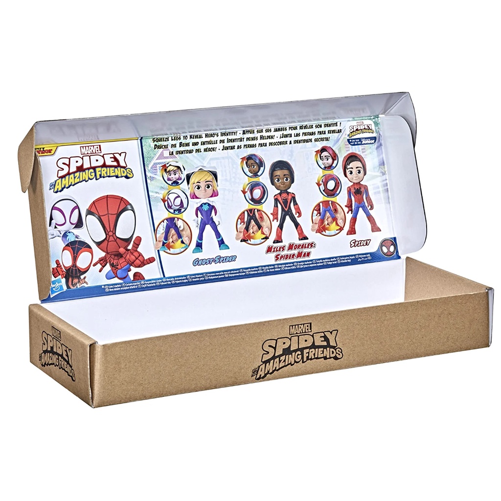 Marvel Spidey và những người bạn tuyệt vời của anh ấy Tiết lộ nhiều gói với tính năng lật mặt nạ, Đồ chơi nhân vật hành động tỷ lệ 4 Inch F1486