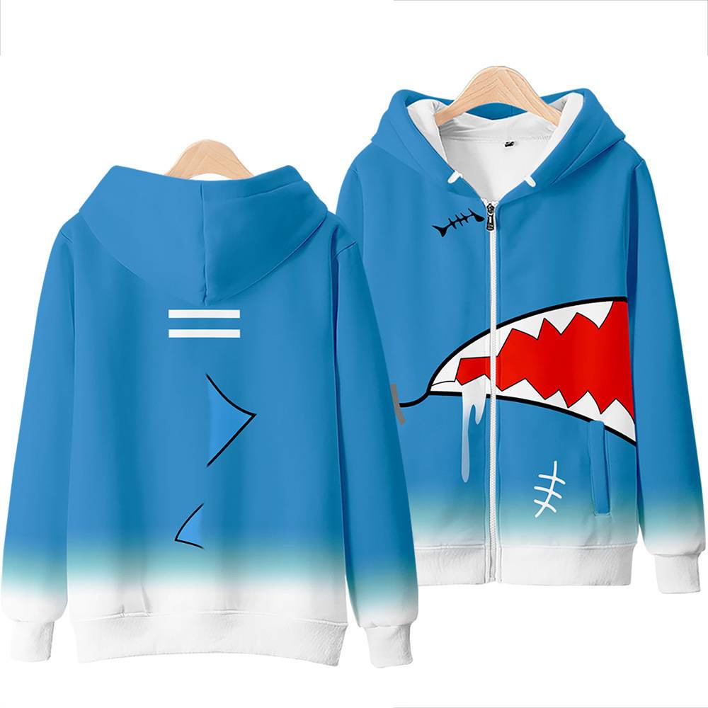 Áo khoác anime unisex Gawr Gura Hololive - Dây kéo, plus size
