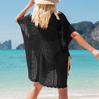 DN0835 Oversize Chia Bãi Biển Che Phủ Trắng Móc Đi Biển Đầm Áo Thun Nữ Kỳ Nghỉ Mùa Hè Tắm Phù Hợp Với Đồ Bơi