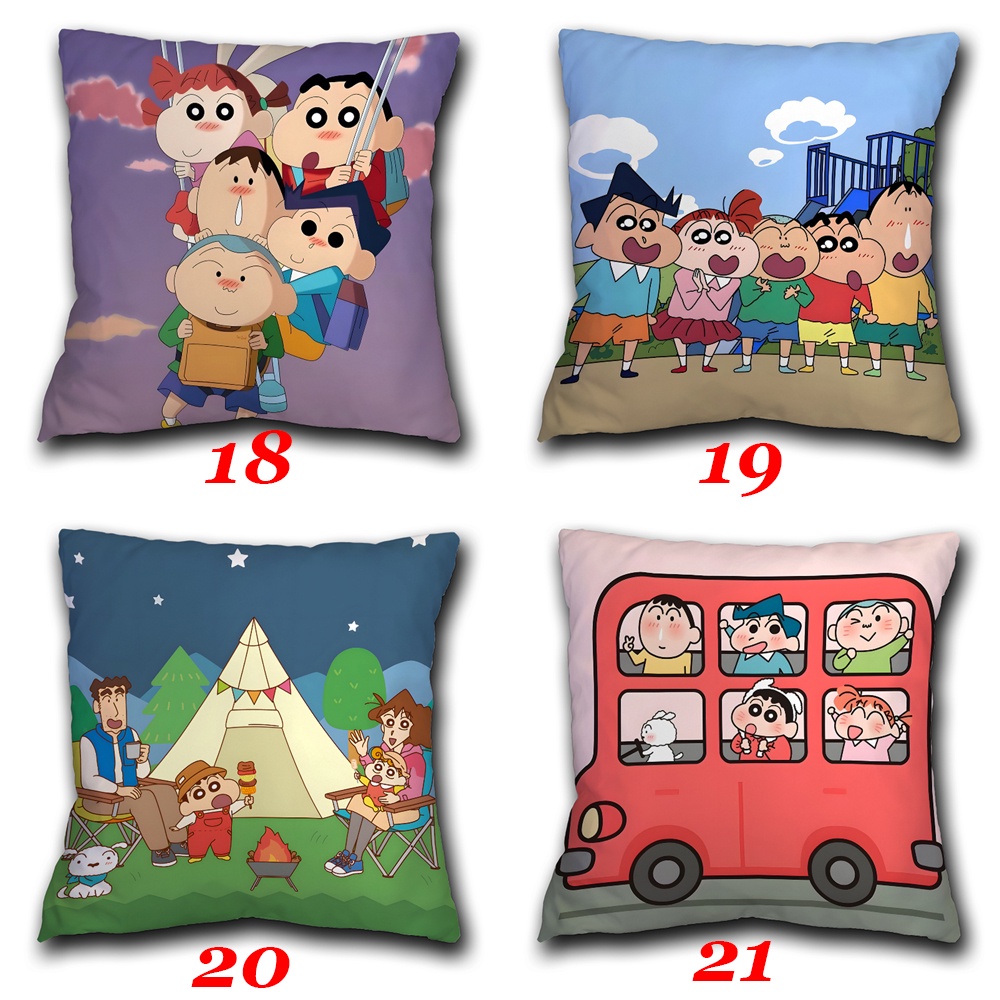 Vỏ Gối Polyester Một Mặt In Hình Cậu Bé Bút Chì Shin-chan Dễ Thương Trang Trí Nhà Cửa / Xe Hơi (Không Kèm Lõi)