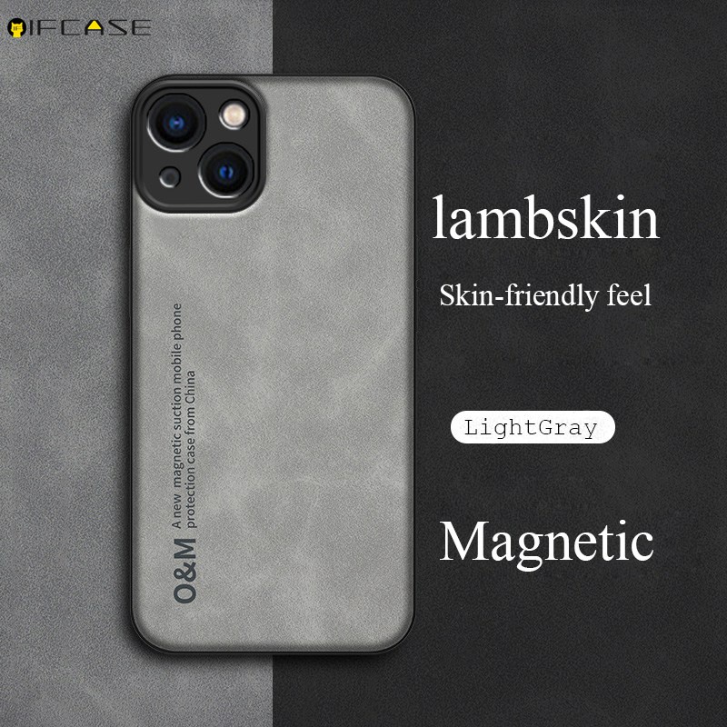 Ốp Điện Thoại Bằng Da Cừu Chống Sốc Mặt Nhám Hít Nam Châm Thân Thiện Với Da Cho iPhone 12 Mini 12 11 Pro Max
