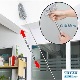 Chổi Quét Trần, Chổi Quét Bụi Gấp Gọn Tay Cầm Kéo Dài 2m8, Chổi Quét Màng Nhện Đầu Cọ Bẻ Cong Tùy Chỉnh