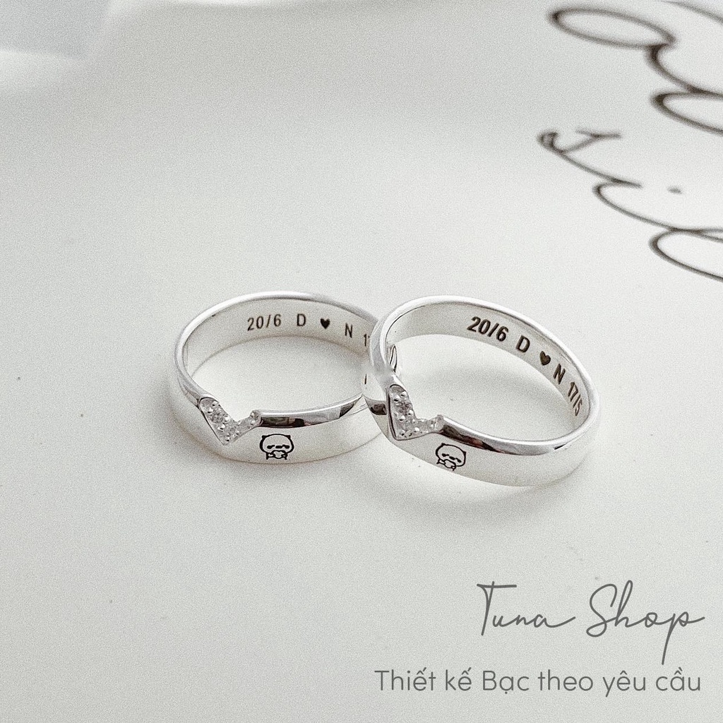925 Silver Couple Rings, engravable by TuNa Silver - Trang sức bạc