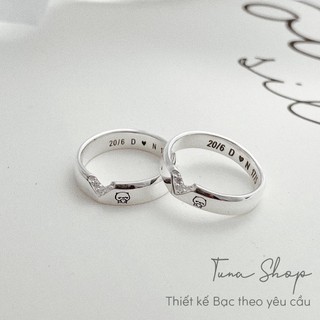 925 Silver Couple Rings, engravable by TuNa Silver - Trang sức bạc