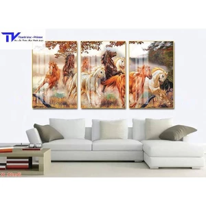 Tranh Treo Tường Mã Đáo Thành Công Ngang , Tranh Tráng Gương ( Bộ 3 Tấm )