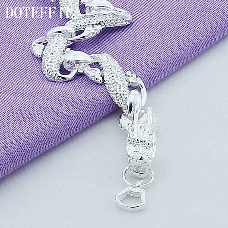 Doteffil Bạc 925 Rồng Vòng Tay 20CM Cho Nam Nữ Quyến Rũ Cưới Đính Hôn Tiệc Trang Sức Thời Trang