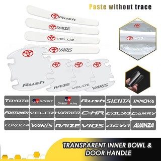 TOYOTA Miếng Dán Bảo Vệ Tay Nắm Cửa Xe Hơi Chống Trầy Cho Vios GR Sport Yaris Veloz Rush Avanza CHR Fortuner Innova Camry Raiza Sienta Corolla