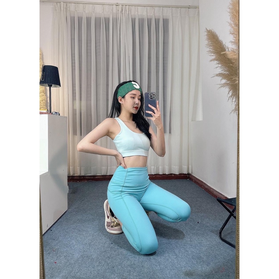 Set bra 2 màu áo đan dây lưng quần 9 tấc siêu xinh ,chất thun lạnh mềm mịn co giãn thoải mái tập gym, yoga, erobic