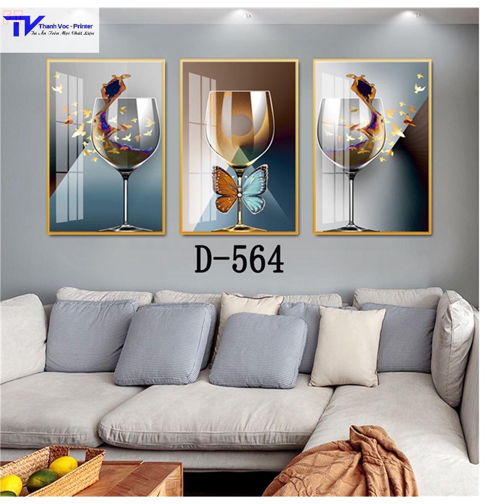 Tranh Treo Tường Trang Trí Phòng Ăn , Tranh Tráng Gương ( Bộ 3 Tấm )