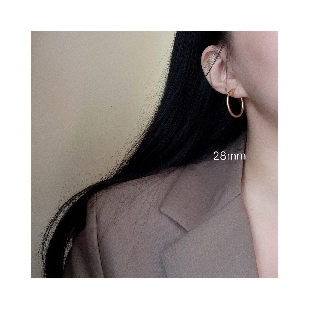 Bông tai nữ titan tròn nhiều size mạ vàng 18K không gỉ (1 ĐÔI)