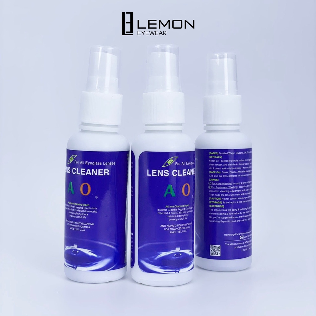 [MUA 10 TẶNG 1] Lọ Nước Xịt Rửa Mắt Kính 60ml Chuyên Dụng, Vệ Sinh Tròng Kính LEMON