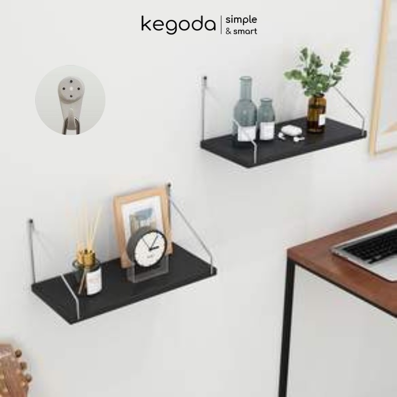 Ảnh Bộ 2 Kệ Gỗ Trang Trí Không Khoan Nhiều Màu Và Nhiều Kích Thước KEGODA KT55 3