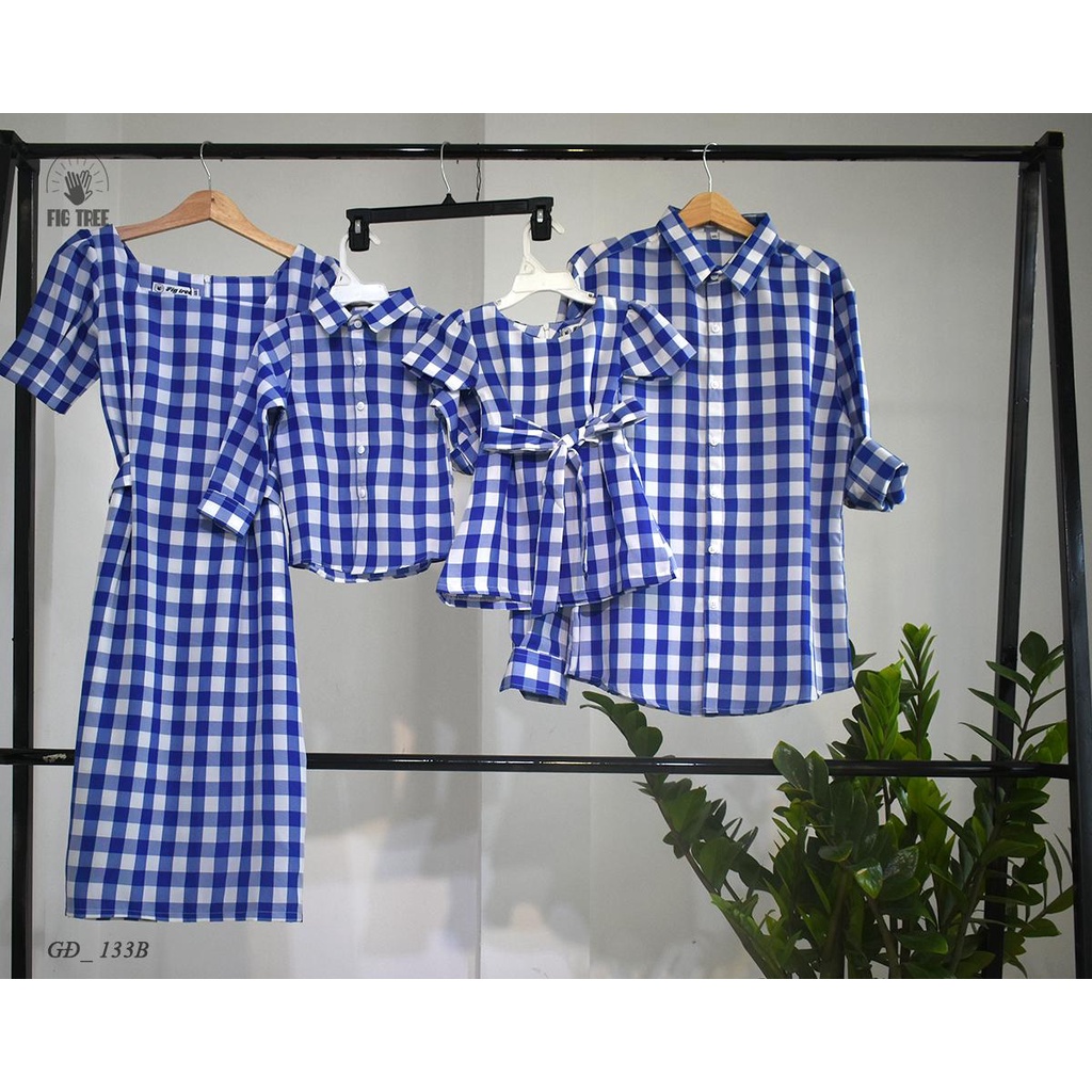 Set Đồ Gia Đình Fig Tree Sọc Caro Xanh Bích Tươi Sáng, Chất Kate, Nhiều size ( MS :133B)