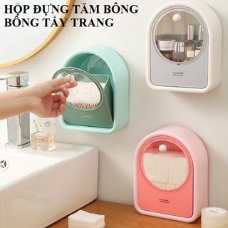 Dụng cụ đựng bông tẩy trang, Hộp đựng tăm bông Nice chất liệu nhựa treo tường tiện lợi-12662