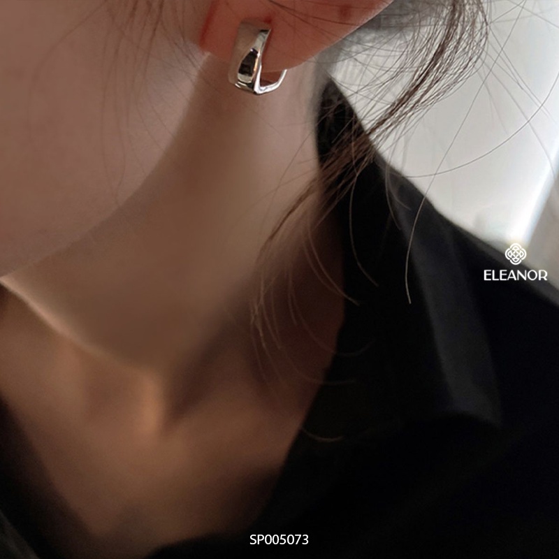 Bông tai nữ chuôi bạc 925 Eleanor Accessories viền trơn khuyên tai basic phụ kiện trang sức 5073