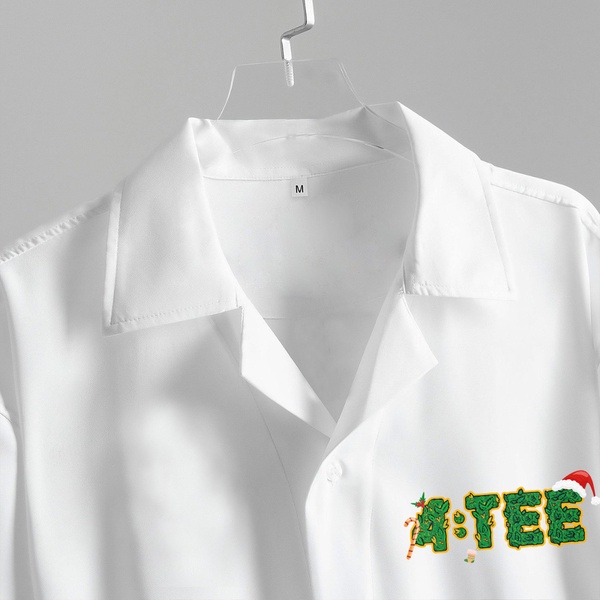 Áo Sơ Mi CÂY THÔNG Hoạ Tiết BEAVER Tay Ngắn Cổ Vest Thời Trang Unisex Vải Lụa Chéo