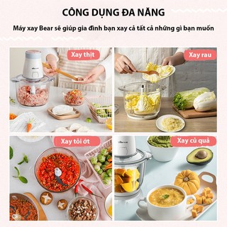 Máy xay thịt chính hãng Bear, Sande cối thủy tinh , 300W, 2 tầng lưỡi xay khỏe, nhuyễn đa năng