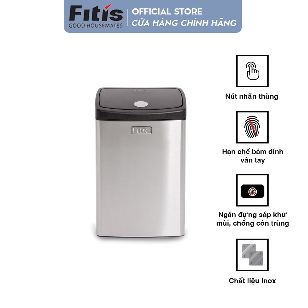 Thùng rác Fitis Premium - Nhấn vuông nhỏ - 15L | Shopee Việt Nam