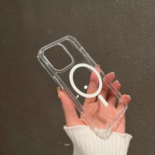 Ốp lưng iphone trong suốt chống sốc - Hỗ trợ sạc nhanh không dây ốp từ tính cho 16 15 12  13 pro max 14 pro max 11
