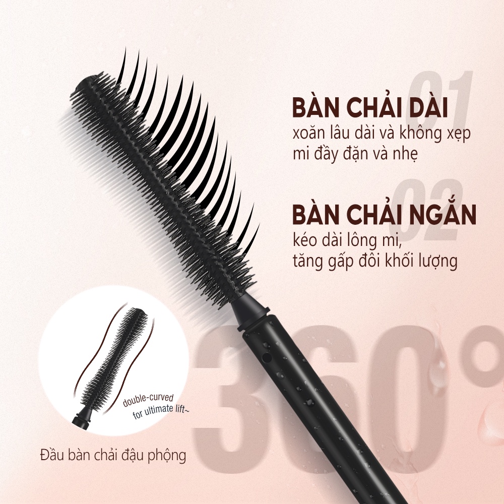 Mô tả Set mascara O.TWO.O chống nước lâu phai trang điểm cho hàng mi dày và cong vút - 3