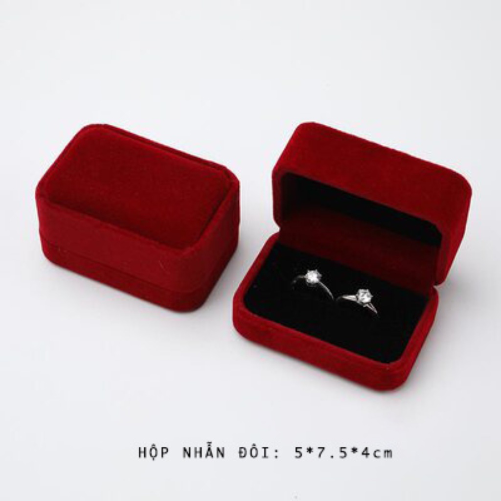 Hộp đựng trang sức lót nhung, quà tặng, bảo quản trang sức, nhẫn đôi cưới, dây chuyền, khuyên tai Gemy Silver H2
