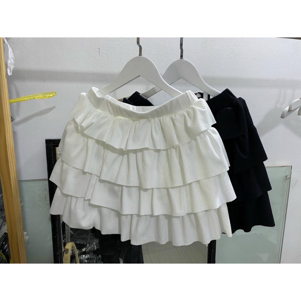 Chân váy xòe 4 tầng, chân váy ngắn 4 tầng trendy chất thun gân lưng chun tôn dáng - CV019
